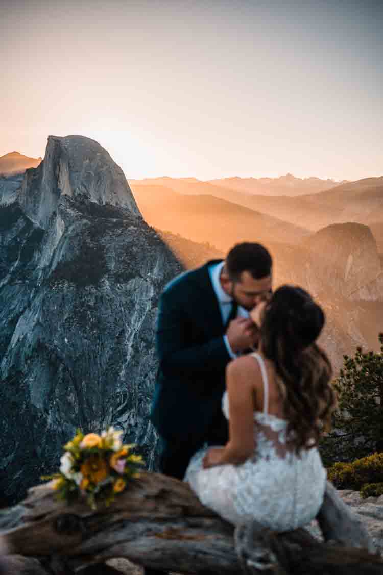 Bride and groom photographed during elopement in yosemite california